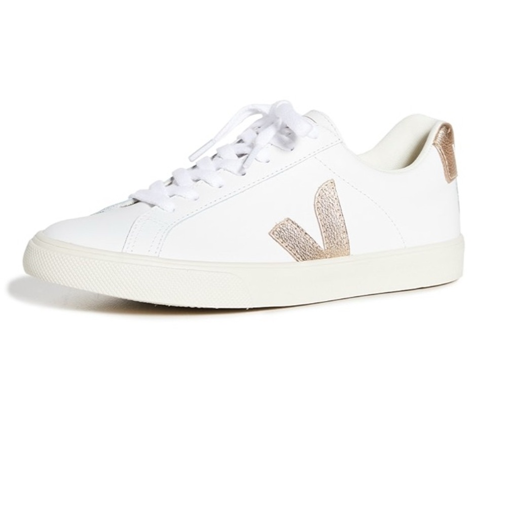 Veja White and Gold Women's Sneakers - Picture 2 of 13